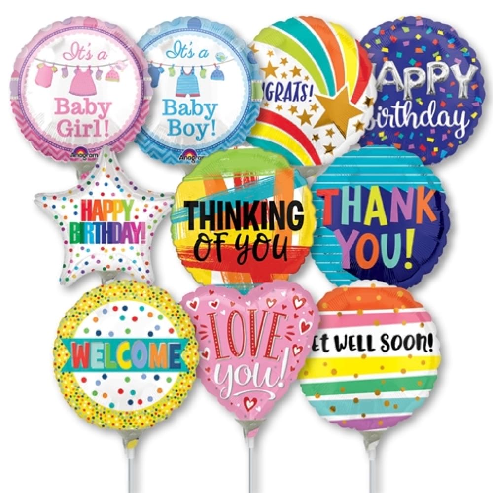 9inch Air Filled Foil Balloon on Stick