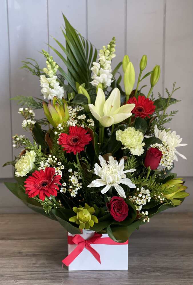 Florist Choice Christmas box arrangement 