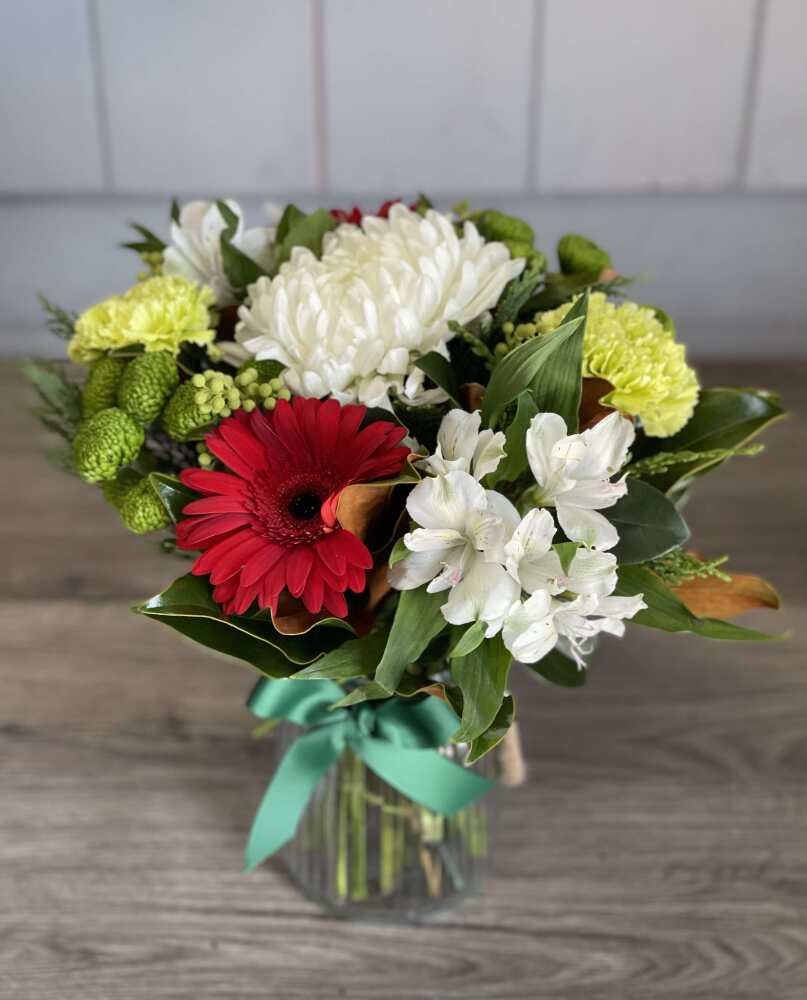 Seasonal Christmas Posy with Vase