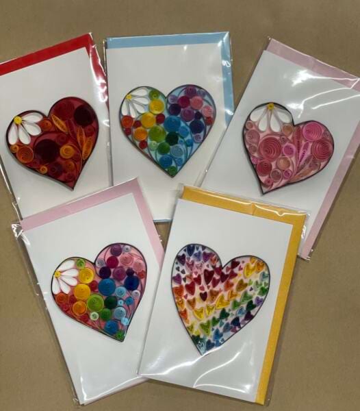 Assorted Heart Quill Cards (S)