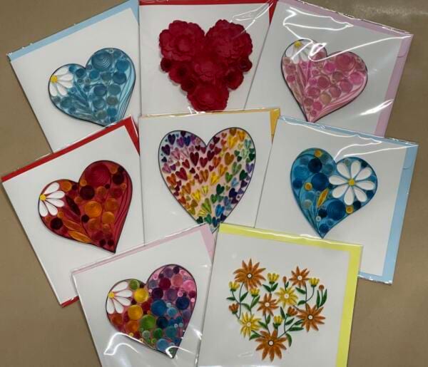 Assorted Heart Quill Cards (L)
